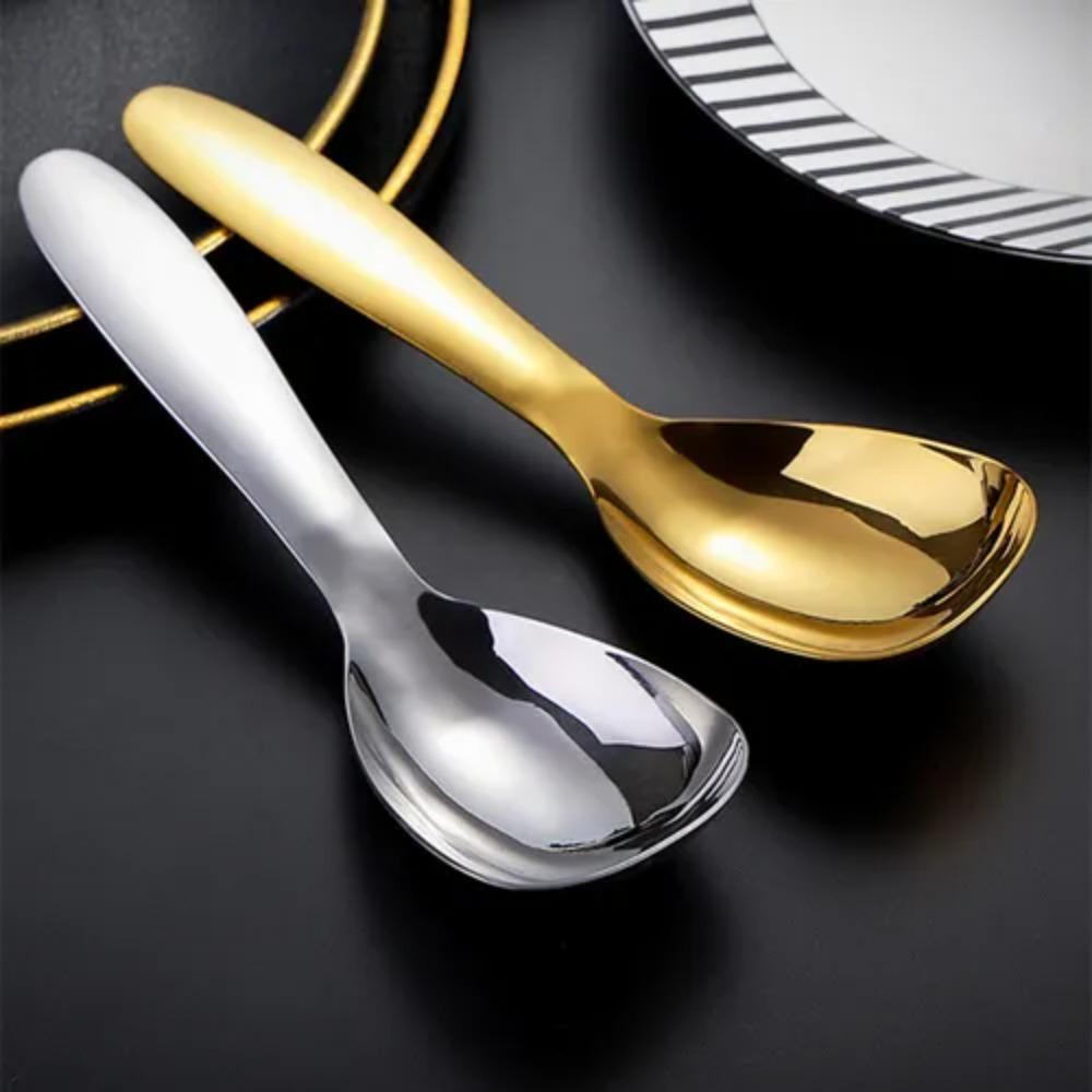 304 Stainless Steel Serving Spoon Flat Bottom Soup Spoon Shovel Rice Spoon  Kitchen
