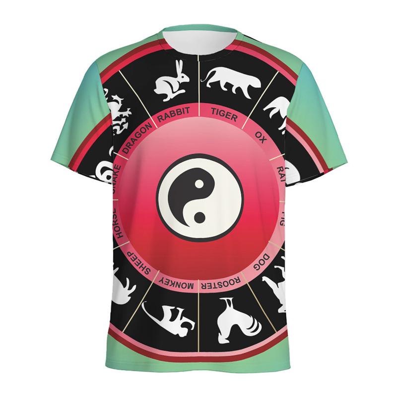 Černé Bílé Vzor Jin Jang Pánské Tričko Cool Street Kulatý Výstřih Krátký Rukáv Trička Top Dámské Léto 3D Tištěná Volná Trička