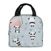 Cartoon Panda And Bamboo Pattern Insulated Lunch Bag for Women Kids Leakproof Food Boxes Thermal Lunch Box Tote