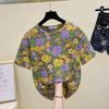 Tops Women Cotton Summer Large Size T-shirt Round Neck Loose Printed Casual Pullover T-shirt Top