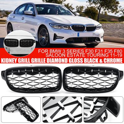 Pair Diamond Style Front Kidney Grill Grille For BMW 3 Series F30 F31 F35 F80 Saloon Estate 2011- Racing Grills