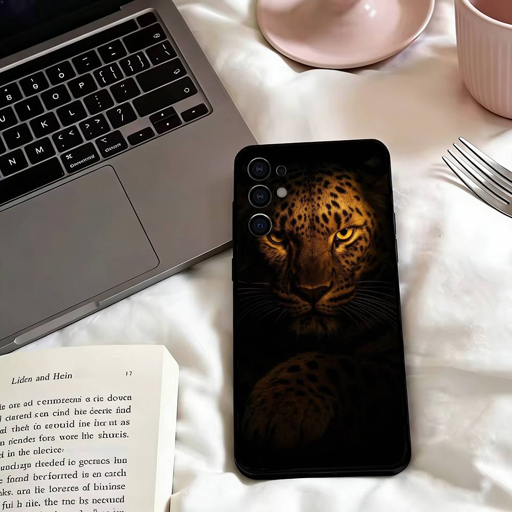 Leopard Print-s Phone Case Black Silicone Soft For Samsung S25,S24,S21,S22,S23,S30,Ultra,S20,Plus,Fe,Lite