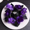Purple Artificial Rose Flowers Spooky Table Candle Holders Halloween Candle Rings  Dining Table