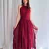 European & American Style 2025 Summer Women's French Ruffle Waist Slimming Dress