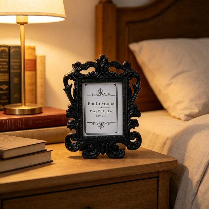 2 Stück Europäischer Eleganter Kleiner Tisch-Fotorahmen Mit Antikem Finish Harz-Bilderrahmen Für Wohnzimmer Schlafzimmer Dekorationen