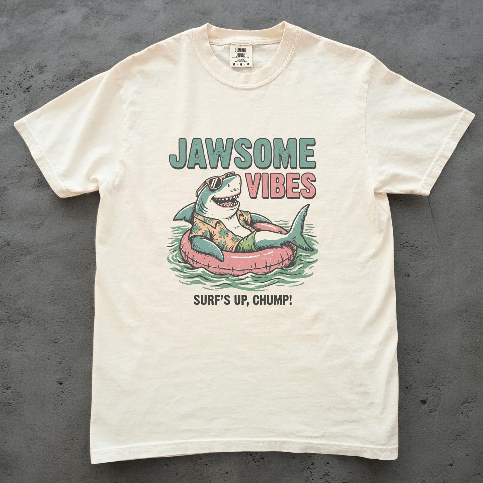 Funny Shark Shirt, Jawsome Vibes Graphic Tee, Unisex Comfort Colors Shirt, Beach Shark T shirt, Ocean Animal Tee XL