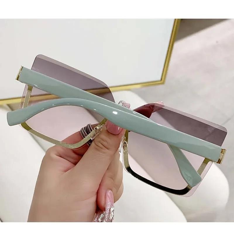 Lovely Rimless Square Sunglasses Women Men Designer Brand Sun Glasses Female Male Casual Gradient Mirror