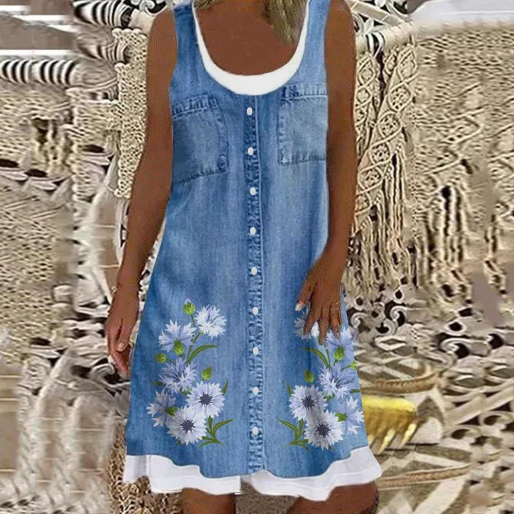 Women s Maxi Sundresses Women Summer Beach Spring Print Cute Dress Sleeveless Casual Dress Masquerade Dresses for Women Sexy S