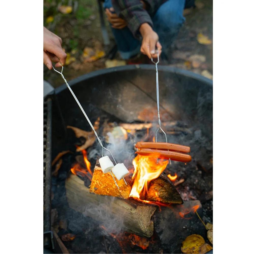 2 Pack Toasting Forks 20in Nickel Plated Roasting Skewers Lightweight Campfire Marshmallow BBQ Tools Perfect Outdoor Cooking