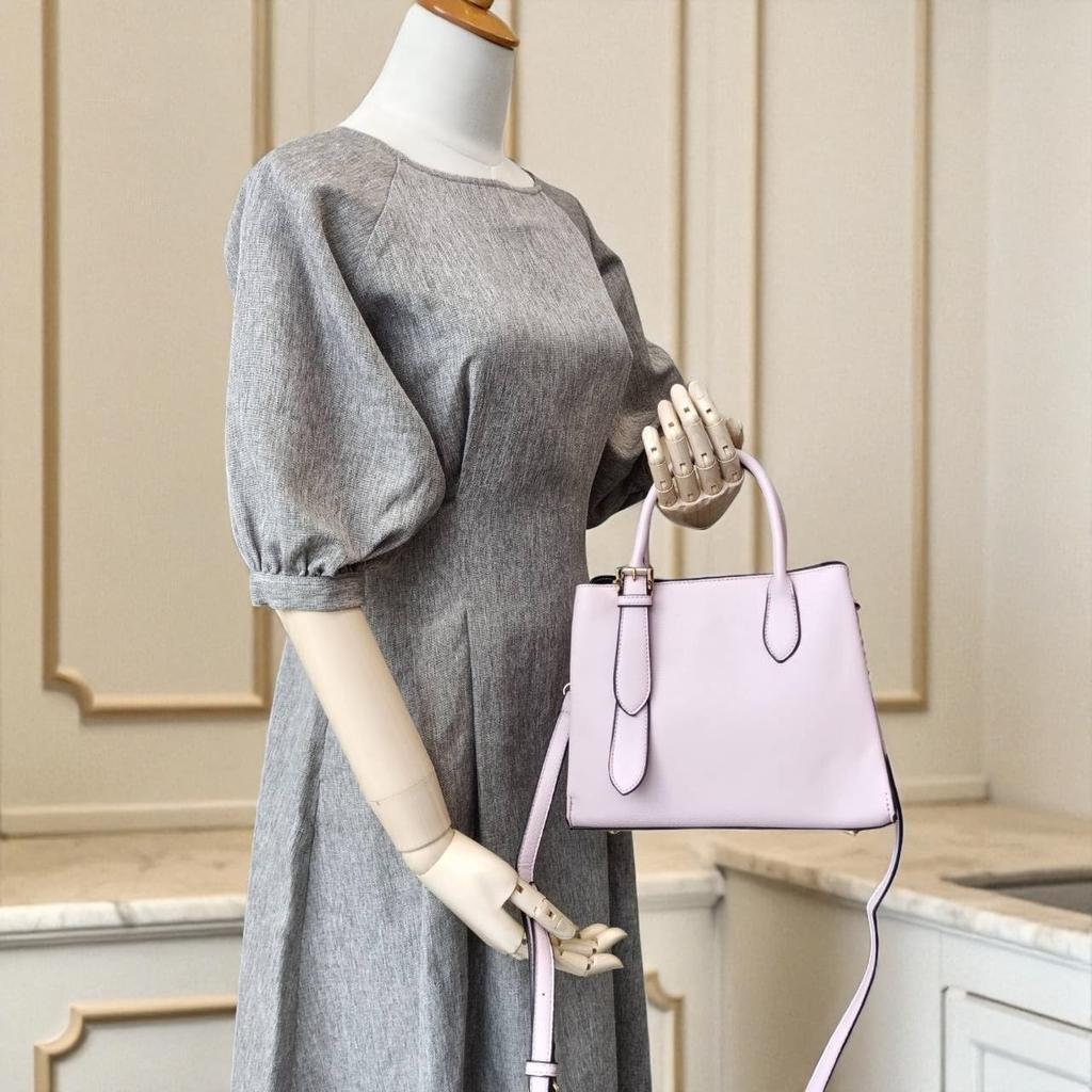 [mauve] Belt Design 2-Way Handbag, Small (Light Gray)