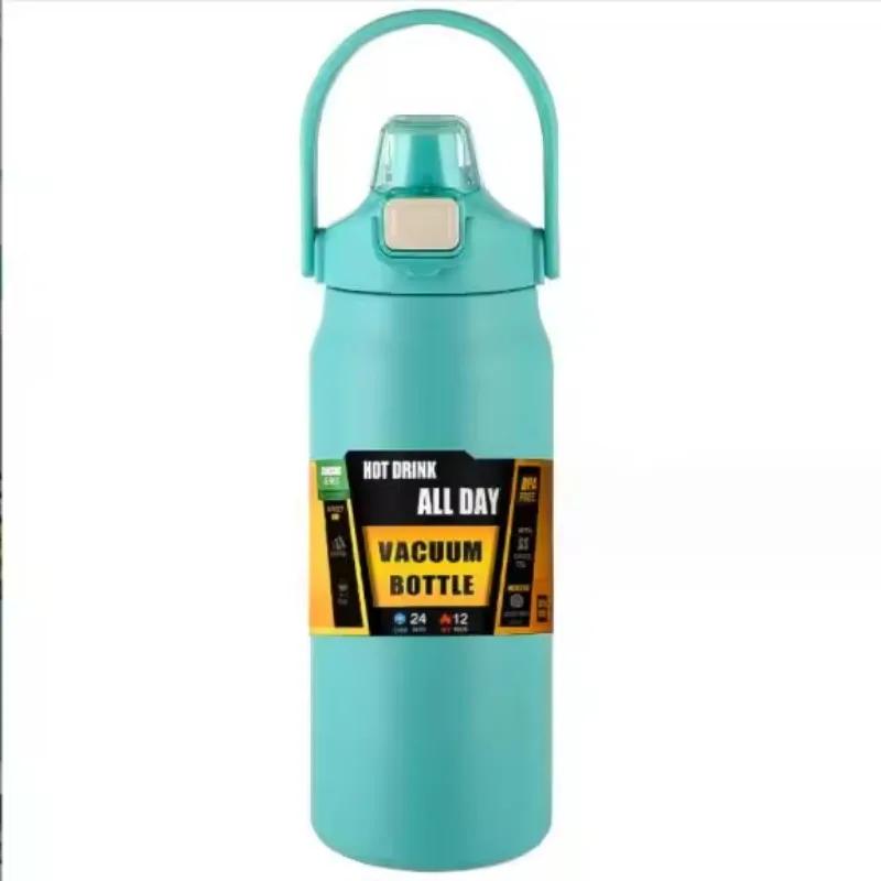 Isolierte Wasserflasche mit Strohhalm Thermische Vakuumbecher für heiße kalte Getränke Edelstahl Thermoskannen Flasche für Männer Frauen Sport Fitnessstudio