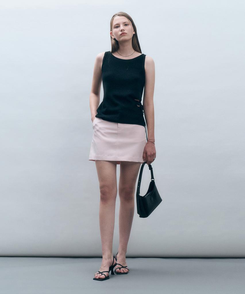 MONGDOL Side Slit Knit Sleeveless Black Mdkt109Black