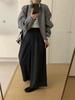 Women's Deep Gray Wool Blend Wide-Leg Pants - Autumn/Winter Drape Loose Casual Thick Long Pants