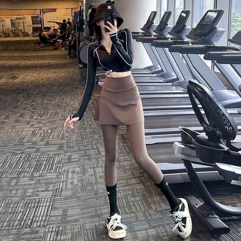 Leggings con Falda para Yoga y Pilates para Mujer Petite con Diseño de Dos Piezas Falsas