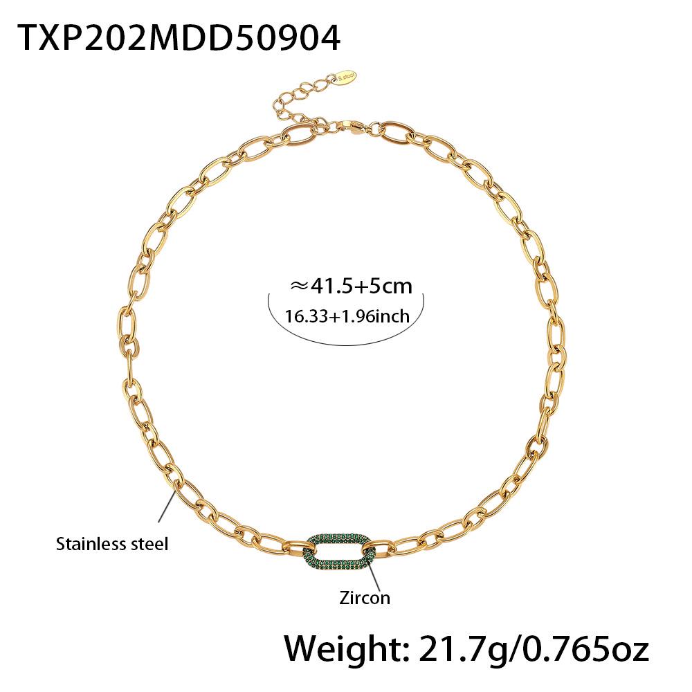 Qiong Yao Titanium Steel Jewelry Set: Stainless Steel Zirconia Clavicle Necklace and Bracelet, European Simple Exquisite Style.