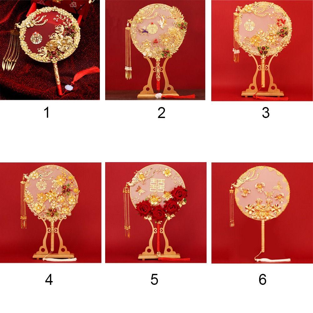 Decorative Tassels Phoenix Ancient Style Embroidery Fan Bridal Group Fan Hand Bouquets Chinese Fan