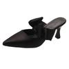 Fashion Elegant Bow Women Heeled Slippers Designer High Heels Shoes 2025 Trend Fad Pointed Toe Stilettos Pumps Summer Sandalias De Mujer