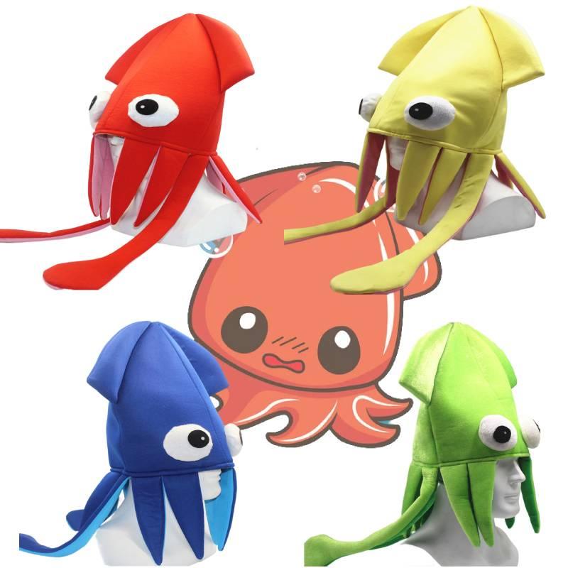 Jiaqi Aksamitny Kapelusz Kałamarnicy Możliwość Personalizacji Zabawny Rekwizyt na Imprezę na Występy i Cosplay