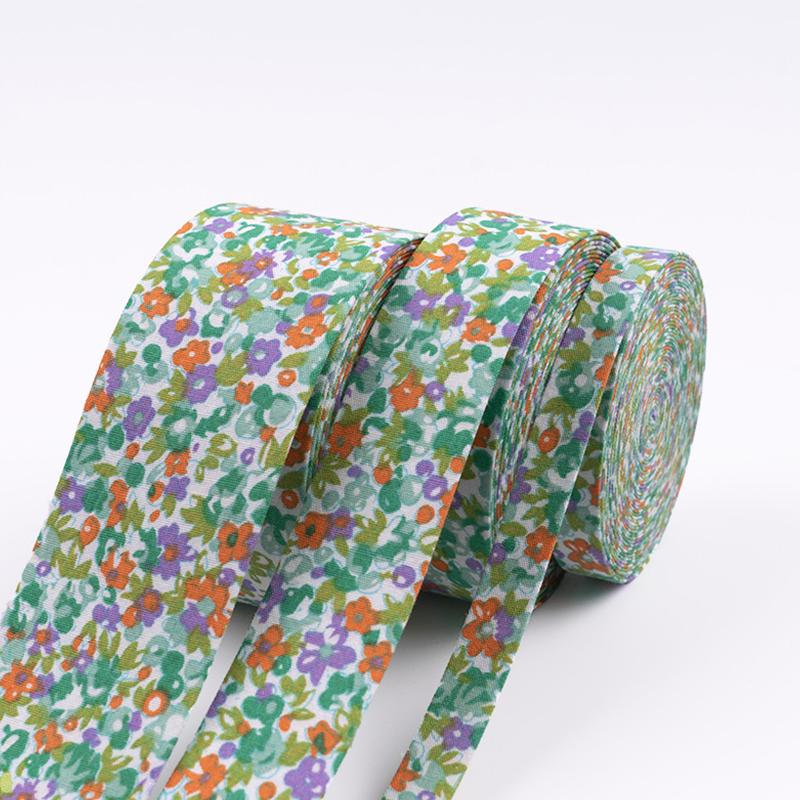 10 Yards 25/40mm Width Chiffon Flower Ribbon Print Fabric Floral Trim DIY Garment Hair Bow Tie Collar Handmade Accessory
