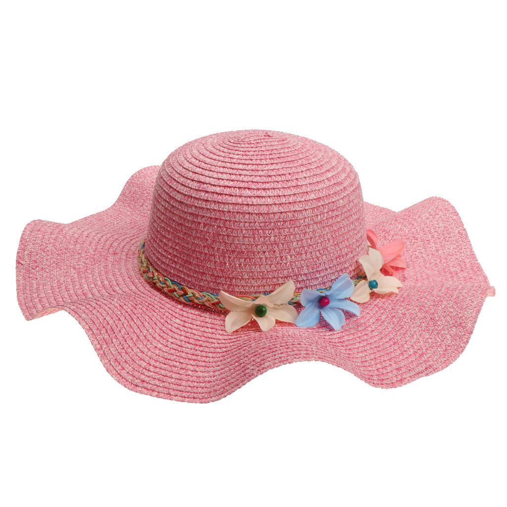 Women Girls Beach Floppy Foldable Sun Hat Wide Brim Straw