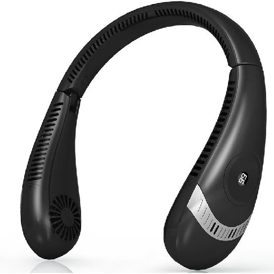 OLV Neck Fan 5000mAh Rechargeable Battery Portable Fan 360° Bladeless Cooling 3 Speeds Powerful Airflow Personal Foldable Neck Fan Gifts for Men