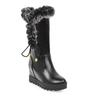 2025 Winter Womens Snow Boots Warm Fur Mid Calf High Boots  Lace-up Female Shoes Female Cute Padded Boots Zapatos De Mujer 33