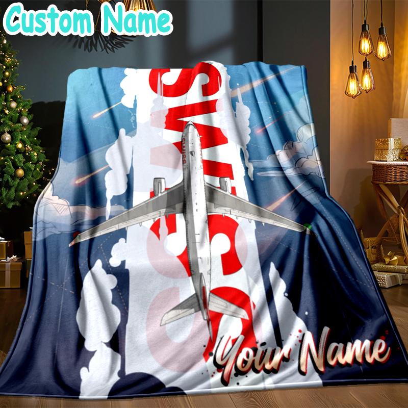 Custom Name Boeing Throw Blanket - Perfect for Couch, Bed, Office, and outdoor Travel - Ideal Gift for Christmas & Holidays