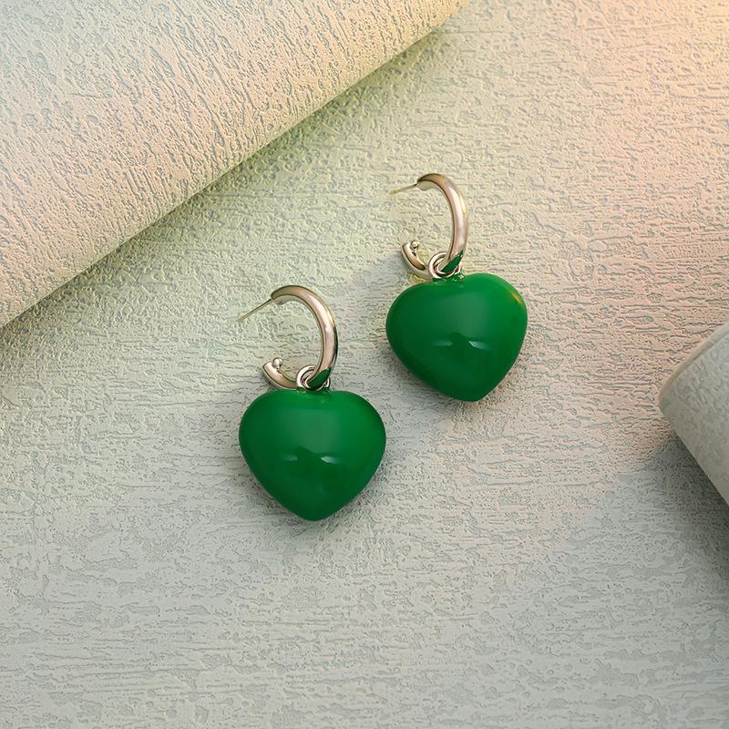 

Модные зеленые серьги-сердечки, изысканные серьги для женщин