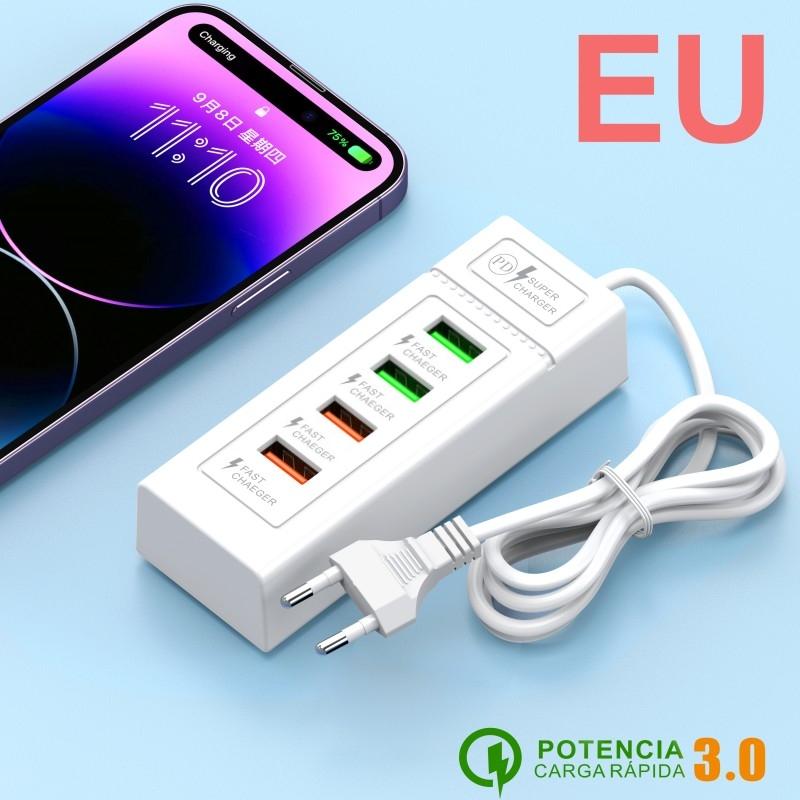 Carregador rápido com tomada USB tipo C 3.0, estação divisora de energia 5V4A, plugue de carregamento de telefone, tomada elétrica USB UE