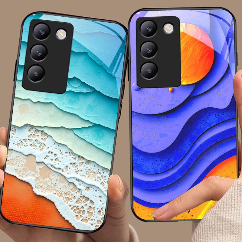 Bunte Elemente Für Y72 33S 11 03 36 96 Lite 35 16 Iqoo 12 V40 SE 5G 29 40 21 30 X80 Pro Vivo Gehärtetes Glas Handyhülle Schwarz