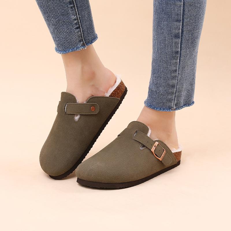 Goosecret Women Suede Clogs Slippers Men Classic Cork Mules Summer Outdoor Soft-Footed Anti-skid Beach Sandals With Arch Support