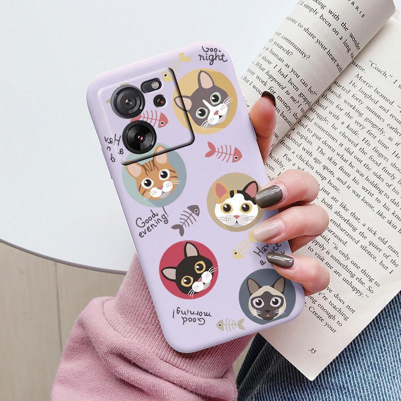 Cute Cat Case For Xiaomi 13T Pro Silicone Soft Back Cover Lovely Cartoon Painted Capa Shell For Xiaomi 13T Fundas 13tpro Coque