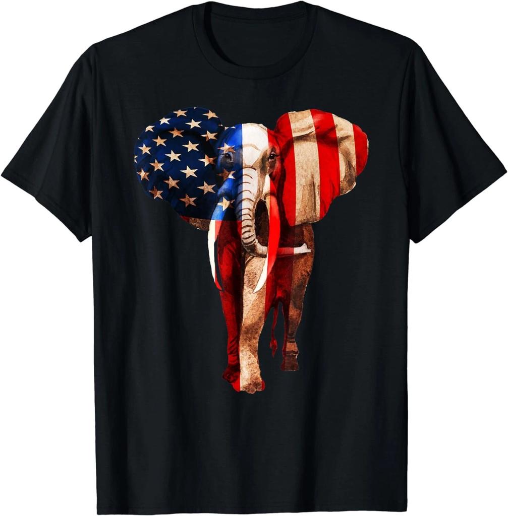 July 4th USA American Flag - African Elephant Tee Gift Unisex T-Shirt