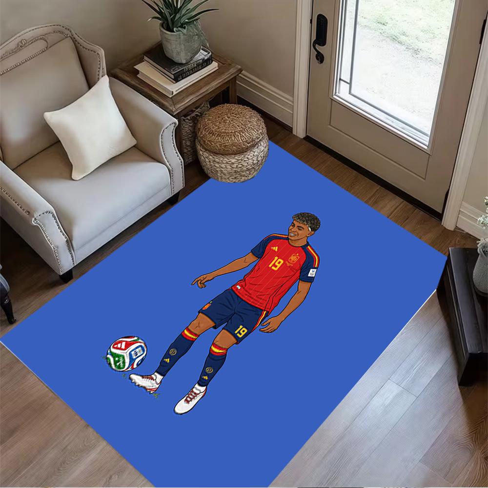 Lamine Yamal's Spain Soccer Player Floor Rug Office Rug Design for Game Room Study room Dormitory Kitchen Antislip Carpet Anime Office Decor