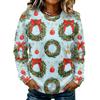 Women's Casual Long Sleeve Christmas Print Neck Pullover Sweatshirt Top