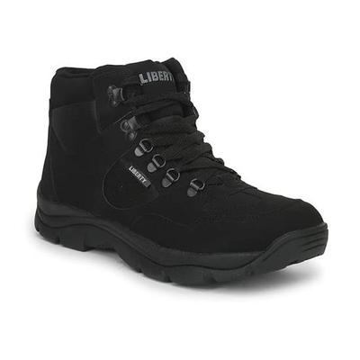 Liberty Everest-4 Lacing Safety Shoes for Men | Low Ankle Synthetic Leather Boot | Water Resistance | Anti-Skid | Removable Insole - Black