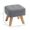 Linen-Look Square Padded Footstool - Grey