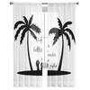 Summer Palm Tree Slippers Tulle Curtains Balcony Room Fashion Printed Sheer Curtain Living Room Window Modern Decor