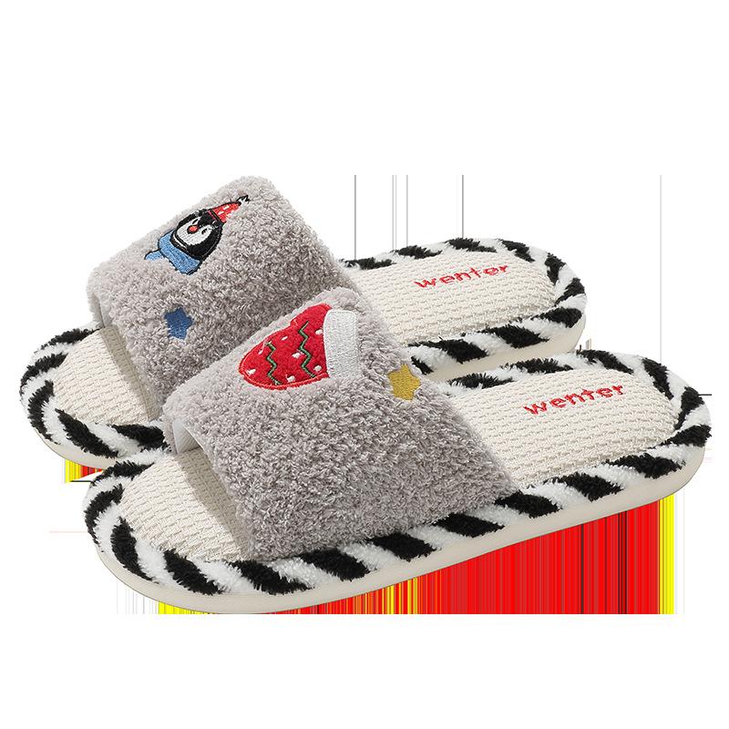 Leaky Toe Home Slippers, Four-season Breathable and Sweat-absorbing Indoor Home Non-slip and Silent Korean Version, Less Cotton Drag Summer