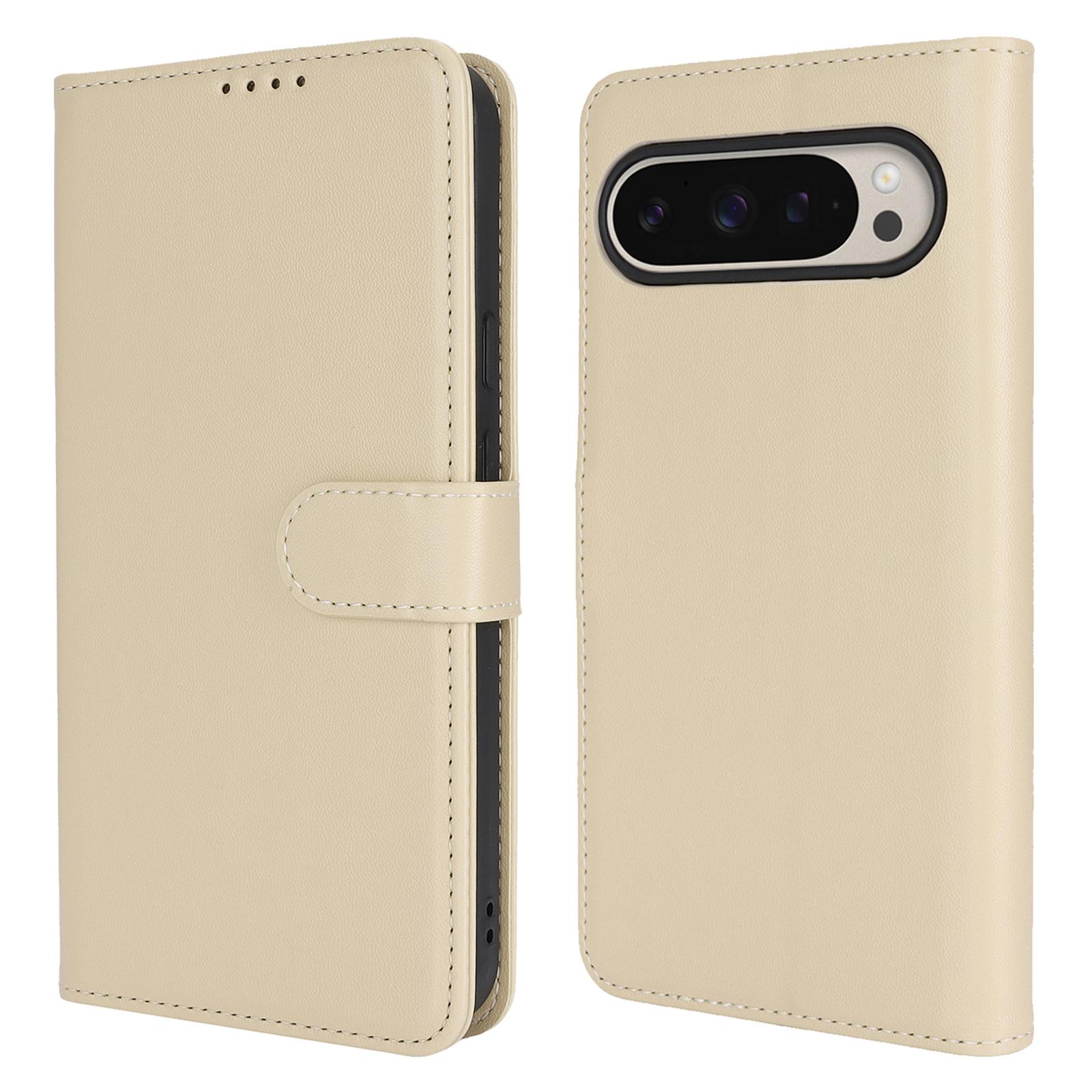 

For Google Pixel 9/9 Pro Stand Case Shockproof Leather Wallet Phone Cover Beige