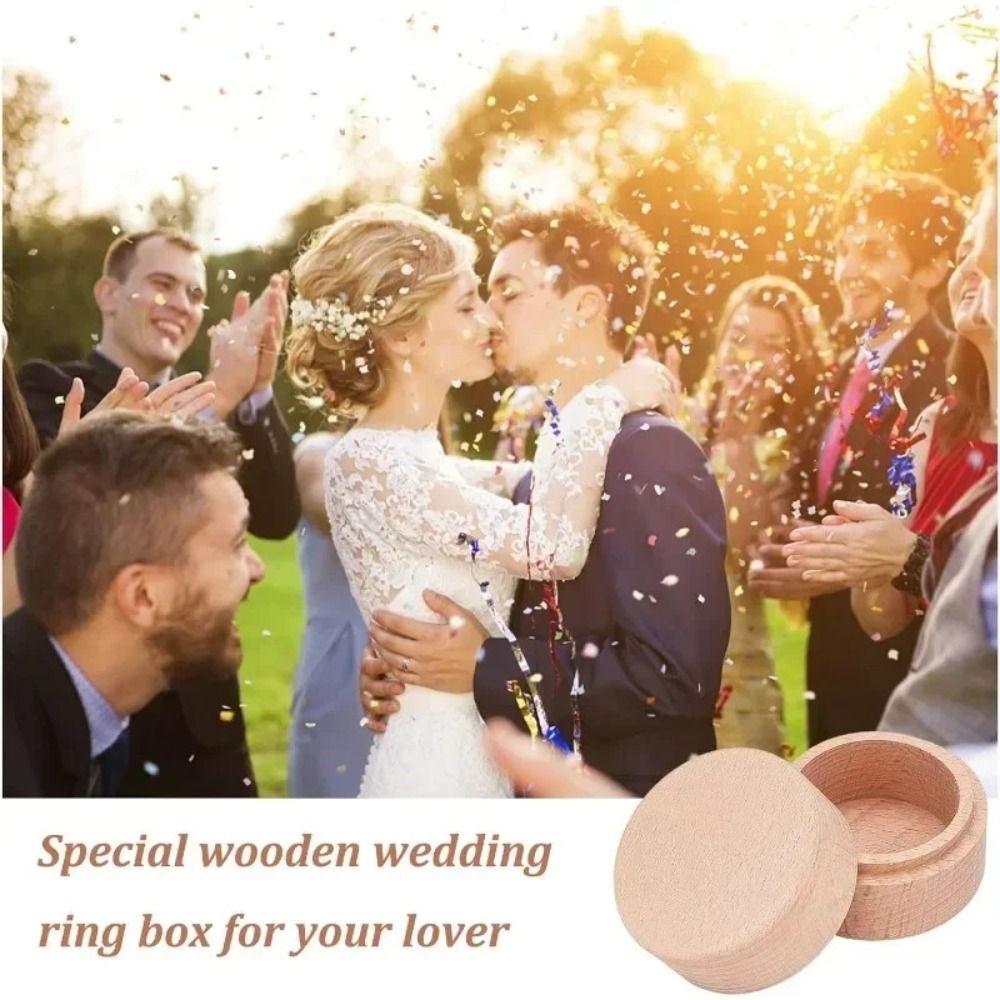 New Natural Wood Wooden Box Round Shape Mini Storage Container Container Box