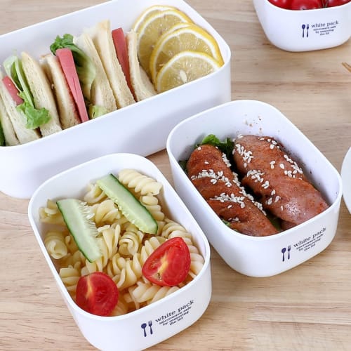 [Simple design storage container] White Pack 280, microwave-safe, size approximately 113 x 81 x 46 mm, set of 2 [2-pack]