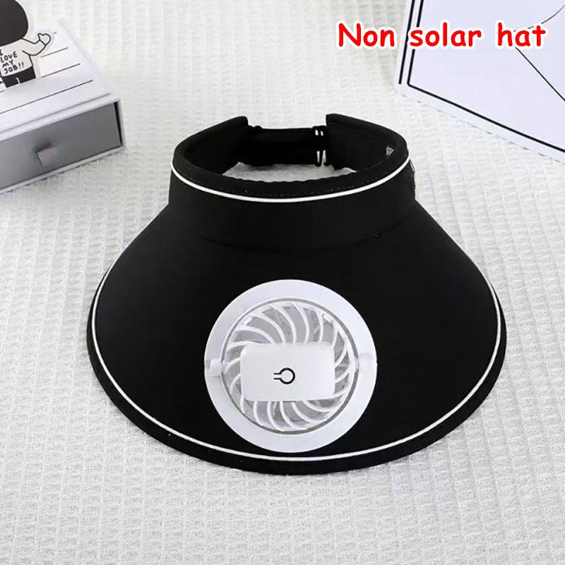 Wide Brim Sun Hat with Detachable Solar Fan Breathable UV Block Outdoor Visor for Summer Camping Beach Trips
