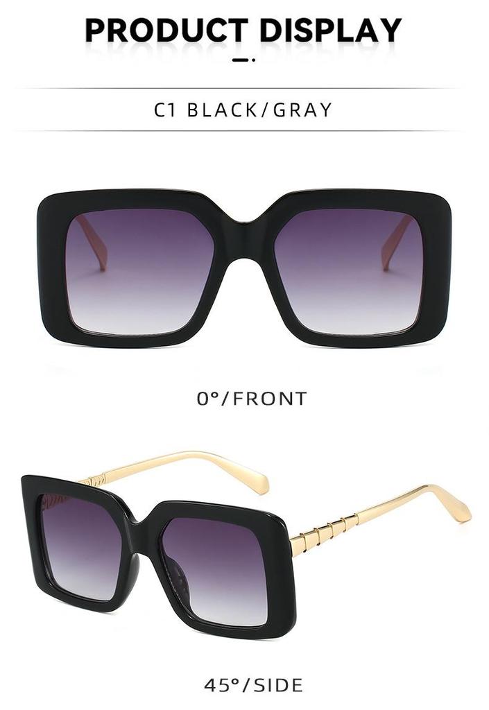 Women's Large Frame Square Sunglasses with Chain Temples