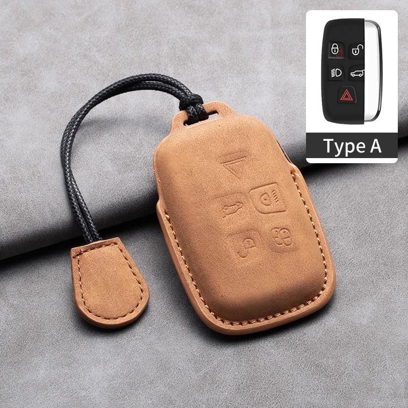 Leather Car Remote Key Case Cover for Land Rover Range Rover Sport Evoque Freelander Velar Discovery for Jaguar XE XJ XF Guitar