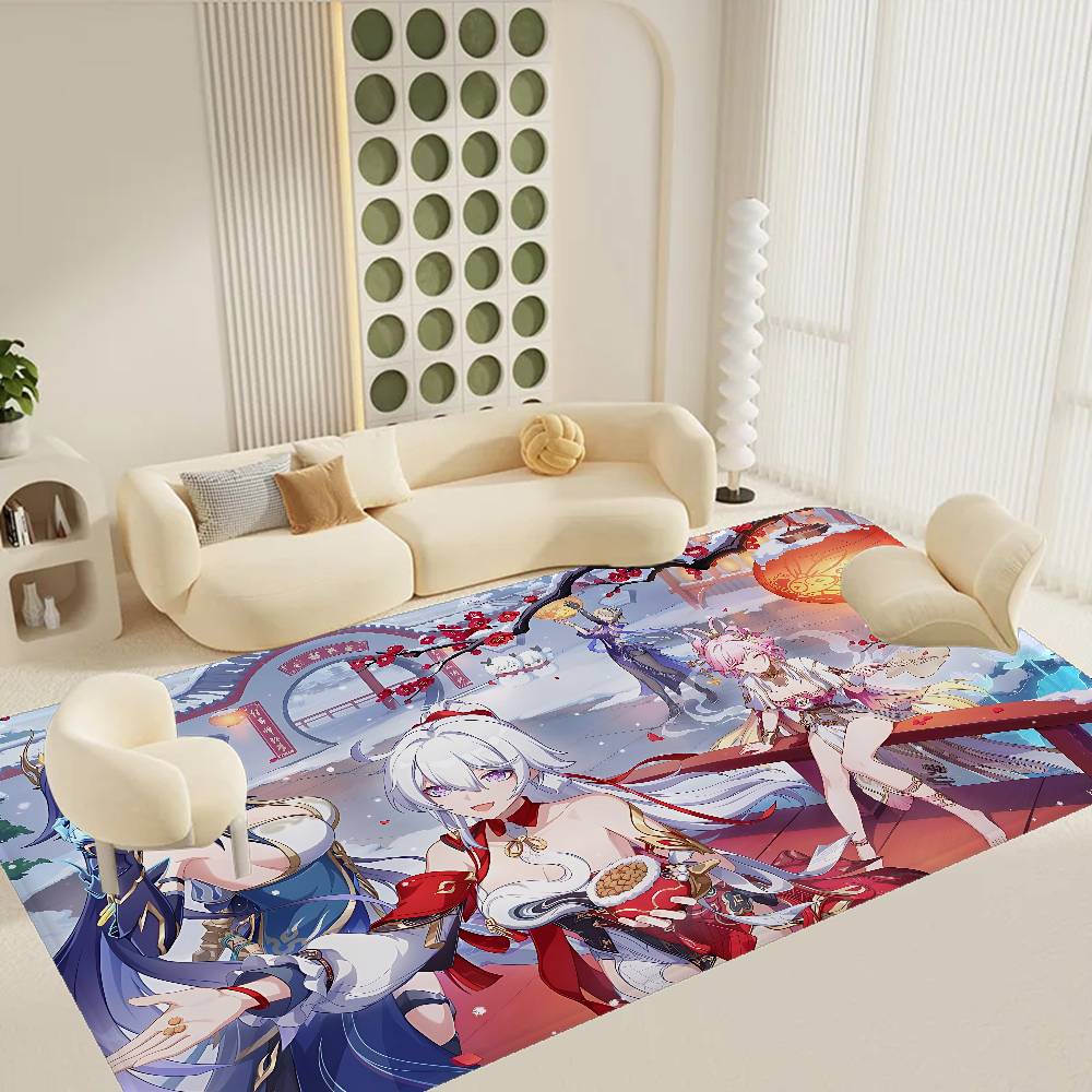 Honkai Impact Game Hallway Carpet Non-Slip Laundry Room Mat Laundry Decor Balcony Child Living Room Bedside Area Rugs