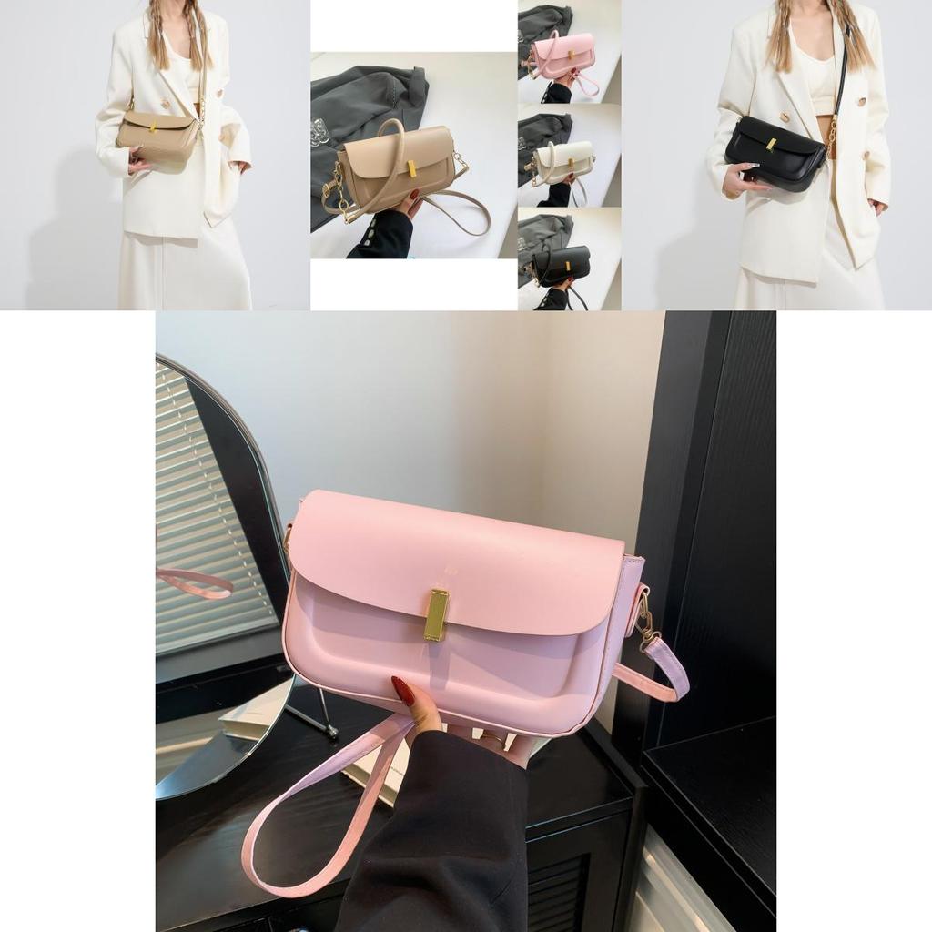 Chic Pu Leather Shoulder Bag Fashionable Chain Stitch Small Square Crossbody