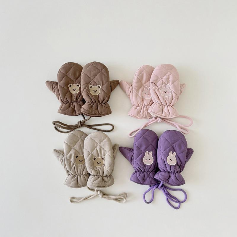 1 Pair Kid Cute Cartoon Animal Ski Gloves Winter New Warm Fleece Lined Waterproof Mittens with Neck Strap Lanyard for Boys Girls