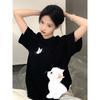 Pure cotton black short-sleeved women's t-shirt new popular summer unique design niche top loose t-shirt