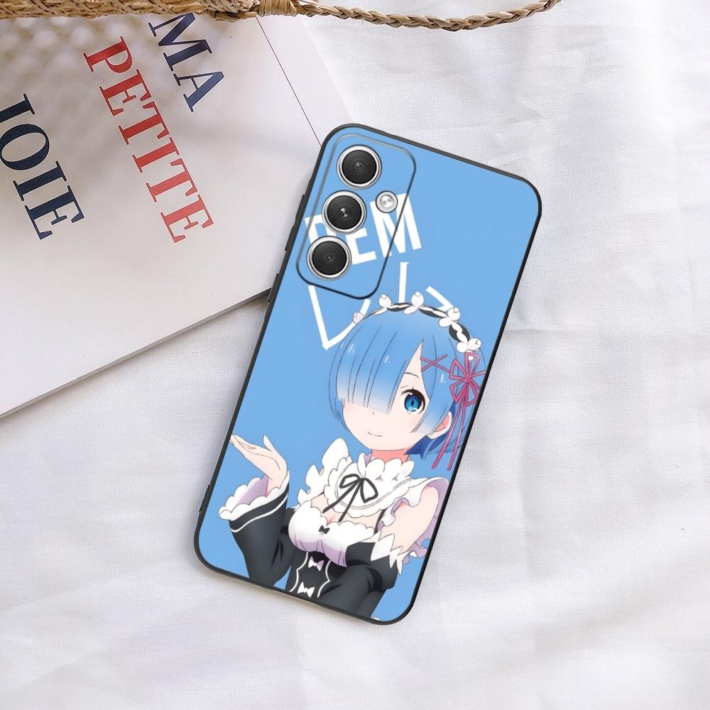 Re Zero Rem Girl Mobile Cell Phone Case for Samsung Galaxy S24 S23 S22 S21 S20 S10 S9 Plus FE Ultra Lite Black Phone Cover Shell